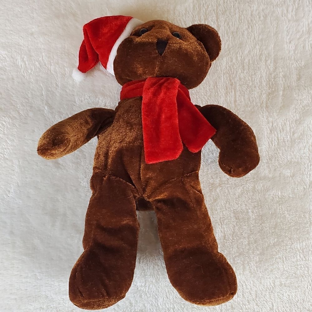 Christmas Plush Bear with Hat & Scarf